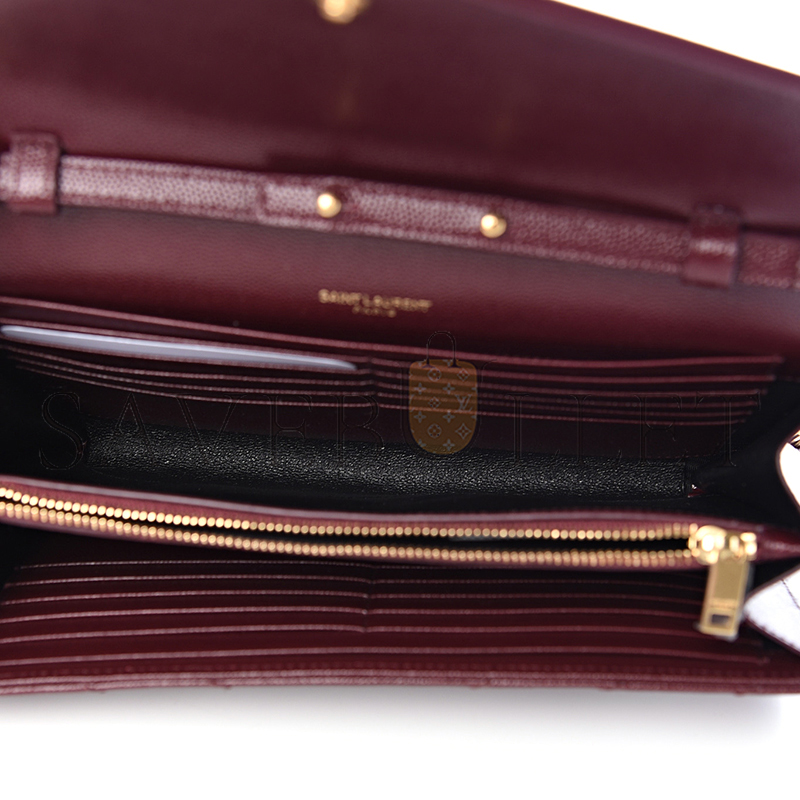 YSL CLASSIC CASSANDRE CHAIN WALLET IN GRAIN DE POUDRE LEATHER 377828BOW016475 (22.5*14*4cm)